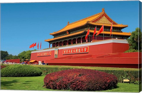 Framed Gate of Heavenly Peace Gardens, The Forbidden City, Beijing, China Print