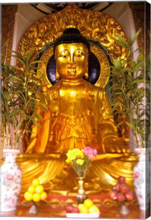 Framed Golden Buddha in Sha Tin Cemetery, Hong Kong, China Print