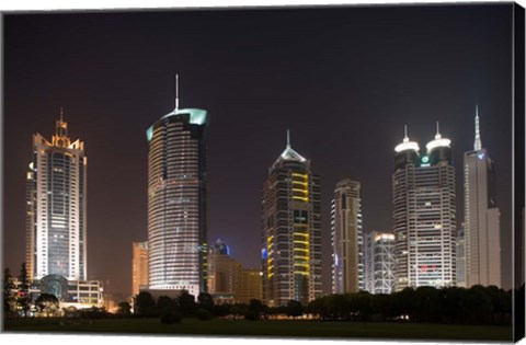 Framed High Rise Office Towers and Skyscrapers Line Pudong Economic Zone, Shanghai, China Print