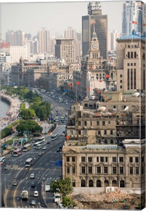 Framed View of the Bund District Along Huangpu River, Shanghai, China Print