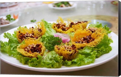 Framed Dish Served at Restaurant, Beijing, China Print