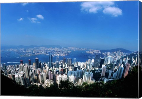 Framed Majestic Hong Kong Harbor from Victoria Peak, Hong Kong, China Print