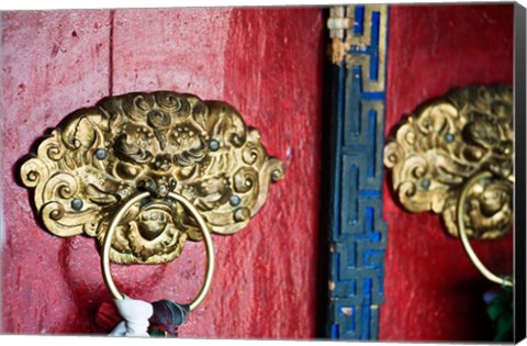 Framed Dragon Head Door Grip, Likir, Ladakh, India Print