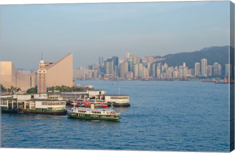 Framed Kowloon ferry terminal and clock tower, Hong Kong, China Print