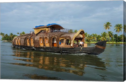 Framed Cruise Boat in Backwaters, Kerala, India Print