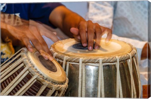 Framed Drum Player&#39;s Hands, Varanasi, India Print