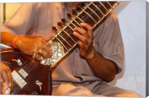 Framed Sitar Player, Varanasi, India Print