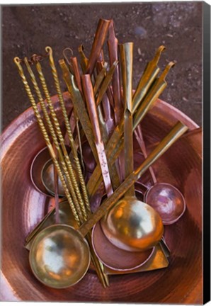 Framed Metal spoons, Lijiang Market, Lijiang, Yunnan Province, China Print