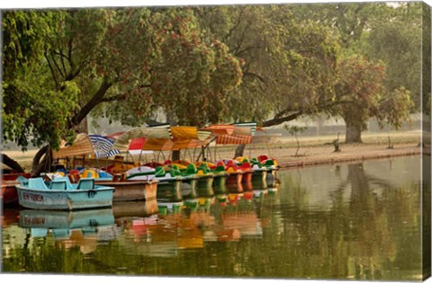 Framed Boat reflection, Delhi, India Print