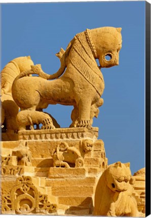 Framed Carved figures on Jain Temple, Jaisalmer, India Print