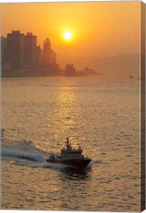 Framed Sunset view from Victoria Harbor and Kowloon, Hong Kong, China Print