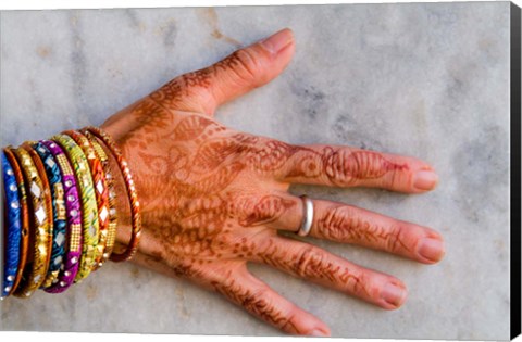 Framed Henna Design on Woman&#39;s Hands, Delhi, India Print