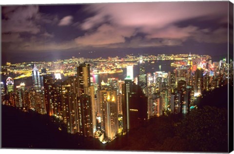 Framed Hong Kong Skyline from Victoria Mountain, China Print