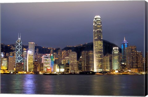 Framed Hong Kong Skyline with Victoris Peak, China Print