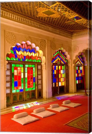 Framed Stained Glass Windows of Fort Palace, Jodhpur at Fort Mehrangarh, Rajasthan, India Print