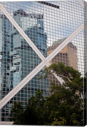 Framed Reflections On Building, Hong Kong, China Print