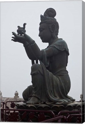 Framed Tian Tan Statues, Hong Kong, China Print