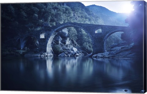 Framed Dyavolski most arch bridge in the Rhodope Mountains, Ardino, Bulgaria Print