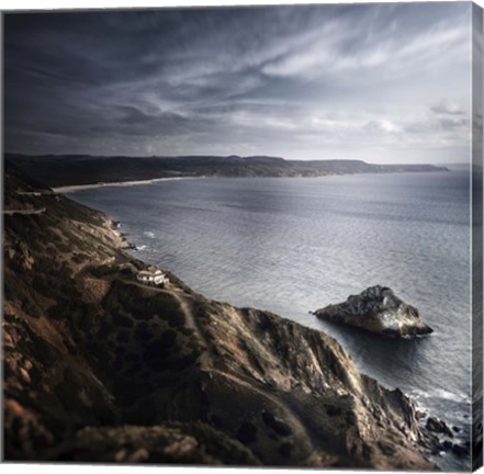 Framed Sea and mountains, Nebida, Sardinia, Italy Print