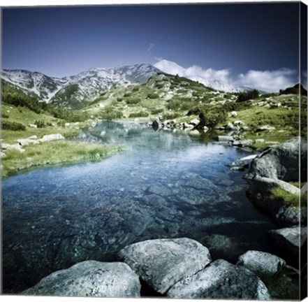 Framed Ribno Banderishko River in Pirin National Park, Bansko, Bulgaria Print