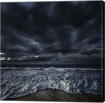 Framed Rough seaside against stormy clouds, Hersonissos, Crete, Greece Print