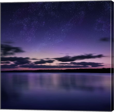 Framed Tranquil lake against starry sky, Russia Print