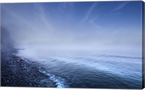 Framed Misty seaside in the evening, Mons Klint cliffs, Denmark Print