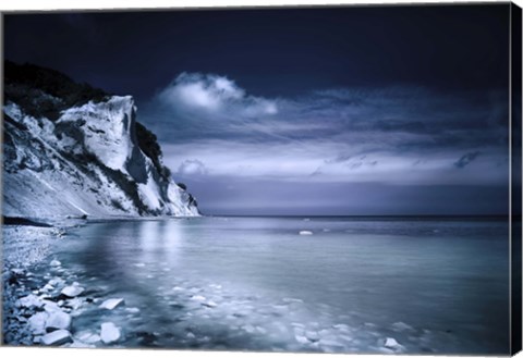 Framed Chalk mountains and seaside, Mons Klint cliffs, Denmark Print