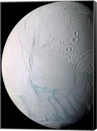 Framed South Pole of Saturn&#39;s Moon Enceladus Print