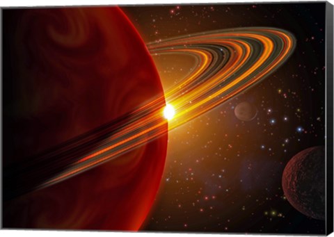 Framed Extrasolar planet orbiting the sun-like star in space Print