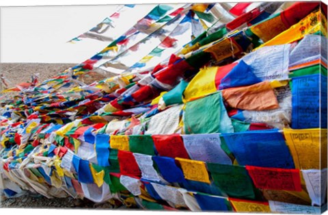 Framed India, Jammu and Kashmir, Ladakh, Namshangla Pass prayer flags Print