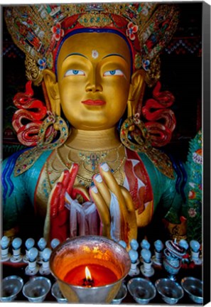 Framed Maitreya Buddha at Thiksey Monastery, Leh, Ledakh, India Print