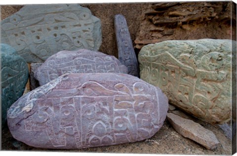 Framed Prayer stones, Ladakh, India Print