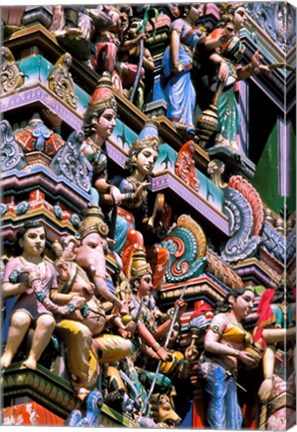 Framed Hindu Figurines on Temple, Bangalore, India Print