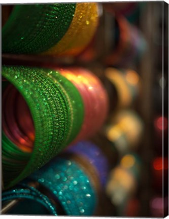 Framed Bangles are stacked up at a store in Bangalore, Karnataka, India, Print