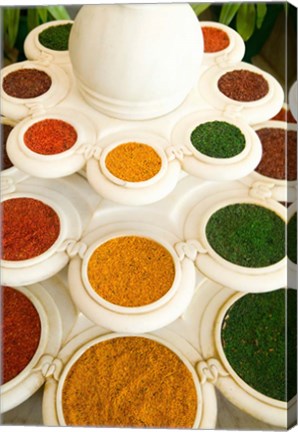 Framed Bowls of Spices from Above, Agra, India Print