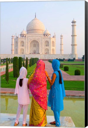 Framed Hindu Women with Veils in the Taj Mahal, Agra, India Print