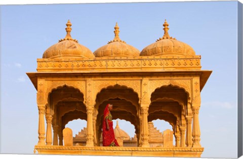 Framed Native woman, Tombs of the Concubines, Jaiselmer, Rajasthan, India Print