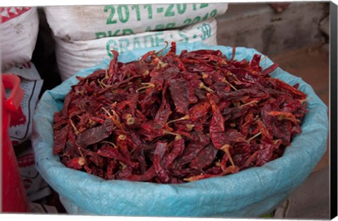 Framed Dried chilies, Jojawar, Rajasthan, India. Print