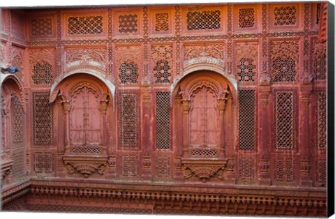 Framed Intricately carved walls of Mehrangarh Fort, Jodhpur, Rajasthan, India Print