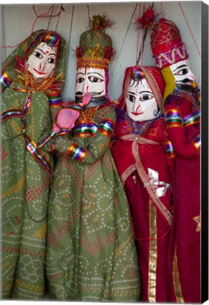 Framed Kathputli, traditional Rajasthani puppets, Pushkar, Rajasthan, India Print