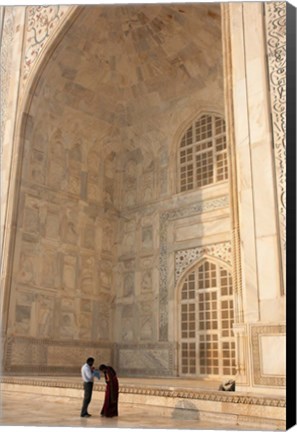 Framed Visitors dwarfed by the Taj Mahal, Agra, Uttar Pradesh, India Print