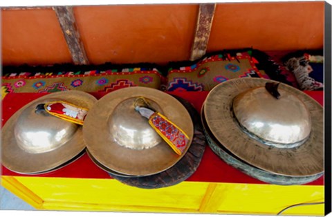 Framed Brass cymbals at Hemis Monastery, Ladakh, India Print