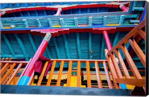 Framed Brightly painted building detail, Shey Palace, Ladakh, India Print