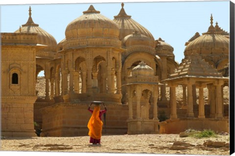 Framed Bada Bagh with Royal Chartist and Finely Carved Ceilings, Jaisalmer, Rajasthan, India Print