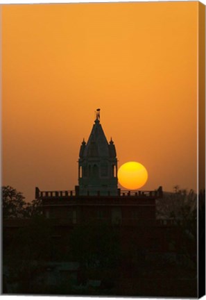 Framed Brahma Temple at sunset, Pushkar, Rajasthan, India Print