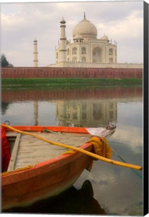 Framed Canoe in Water with Taj Mahal, Agra, India Print