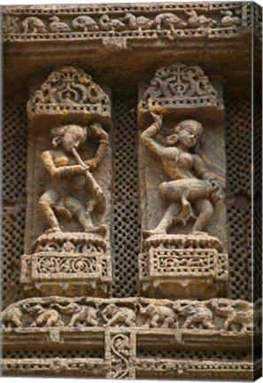 Framed Details of Bas Relief of Orissa Dancers at Sun Temple, Konark, Orissa, India Print