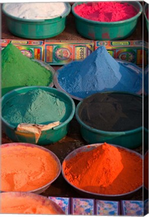 Framed Selling Holy Color Powder at the Market, Puri, Orissa, India Print
