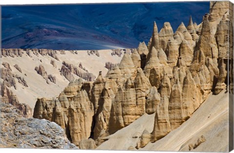 Framed Eroded formation of mountain, Himalayas, Ladakh, India Print